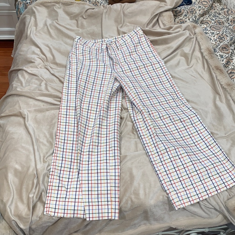 Madewell Wide Leg Cropped Multicolor Windowpane Jeans